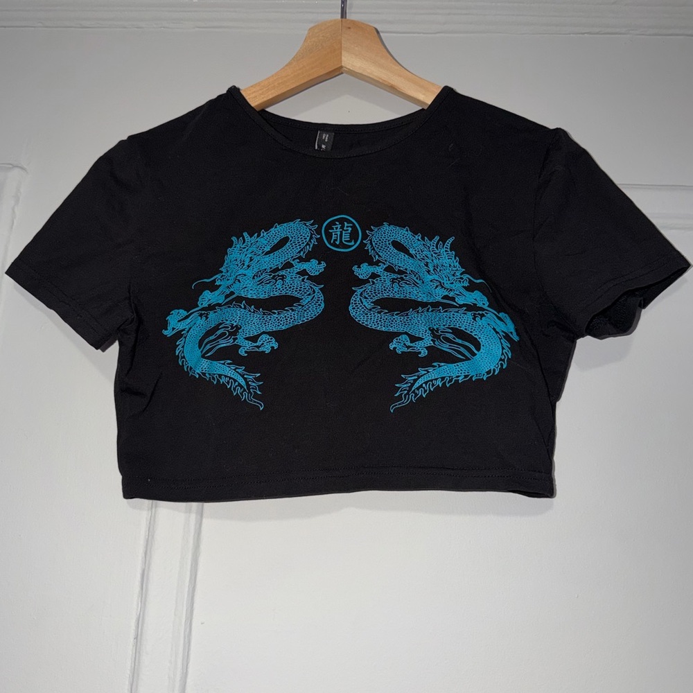 Zaful Black Crewneck Crop Tee